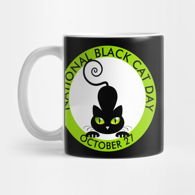 National Black Cat Day, green eyes cartoon by HolidayBug